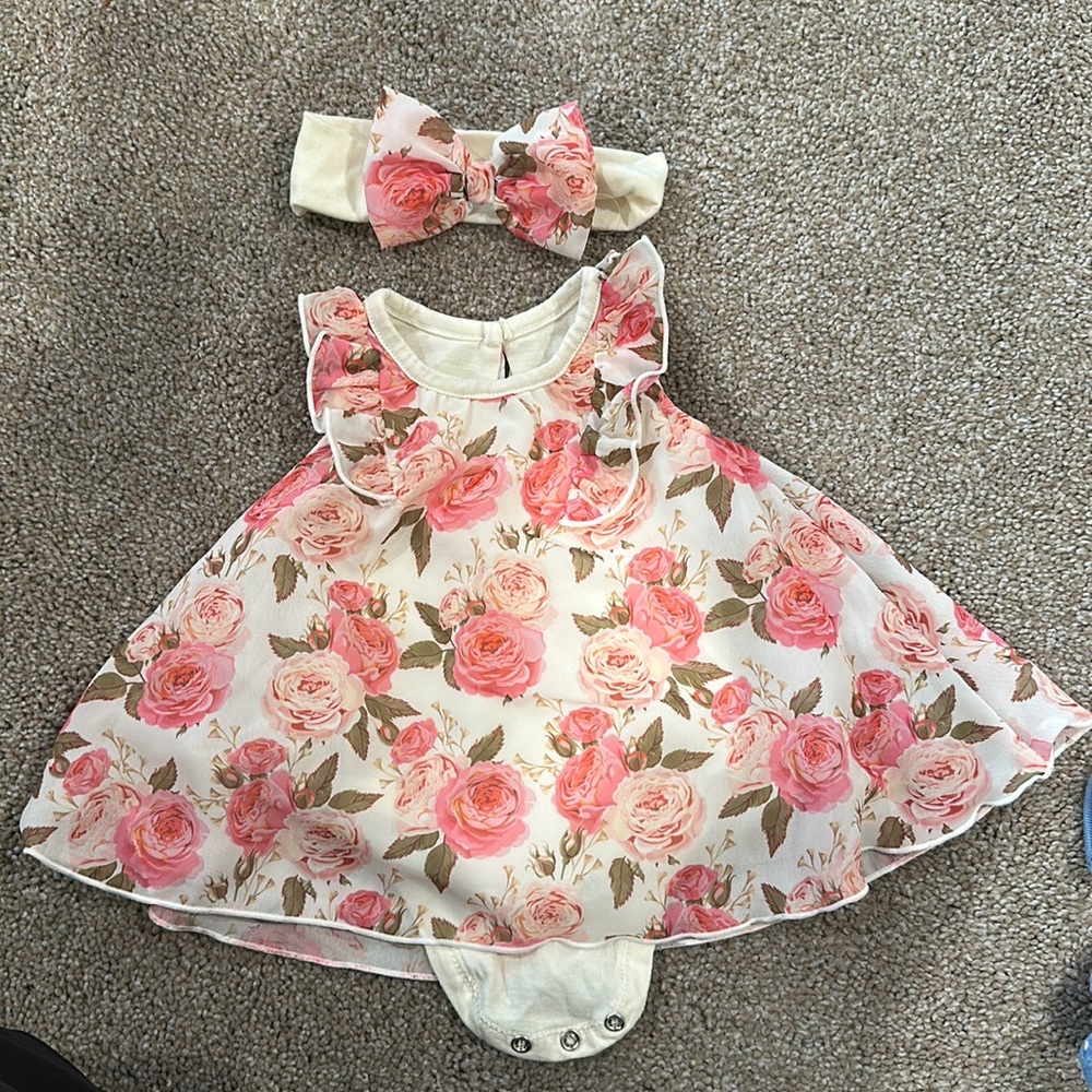 Baby starters newborn dress with matching headband